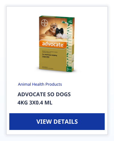 ADVOCATE SO DOGS  4KG 3X0.4 ML Animal Health Products VIEW DETAILS