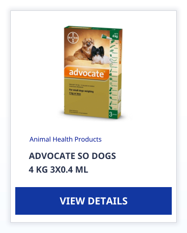 ADVOCATE SO DOGS  4 KG 3X0.4 ML Animal Health Products VIEW DETAILS