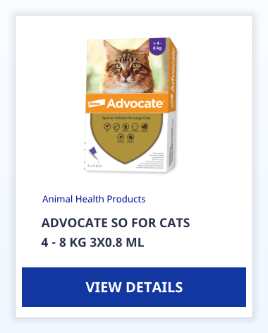 ADVOCATE SO FOR CATS  4 - 8 KG 3X0.8 ML Animal Health Products VIEW DETAILS